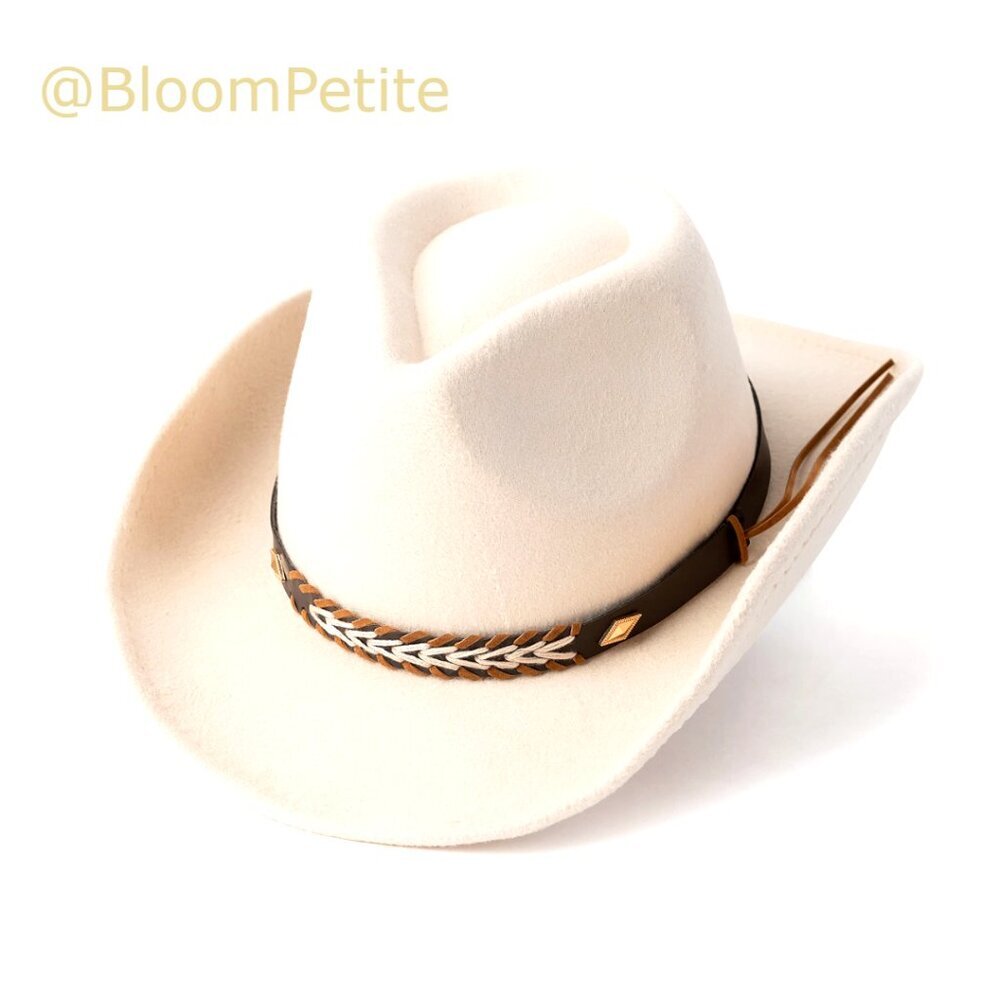 Felt Wide Brim Cowboy Hat Adjustable Fedora Unisex Western
